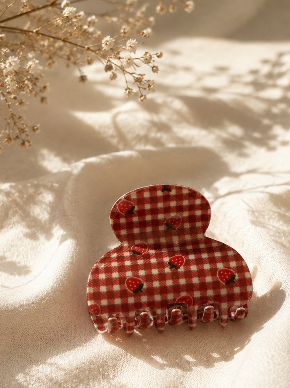 🆕🍓Red Gingham Strawberry Hair Claw